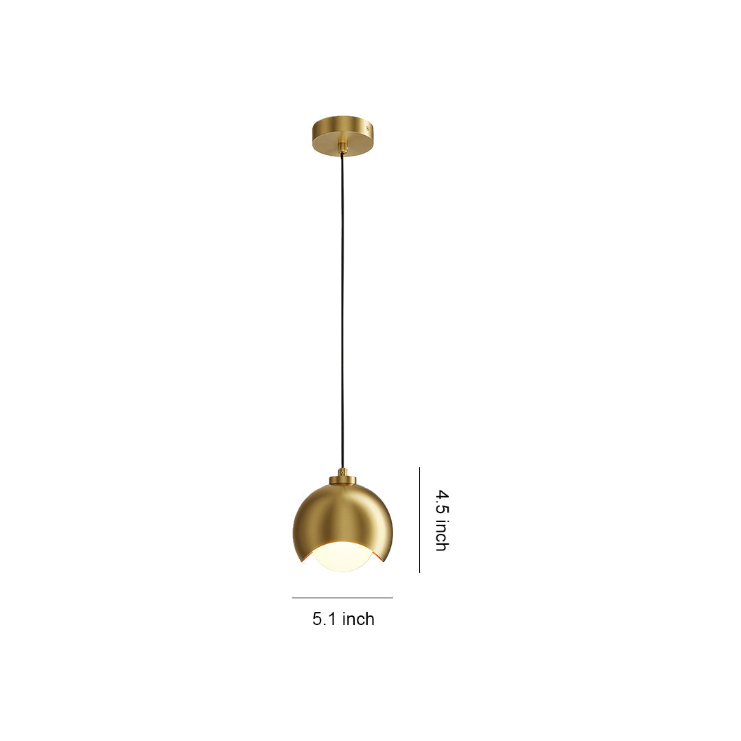 Minimalist Glass Pendant — Brass Frame, Transparent Glass Shade, G9, 1-Light