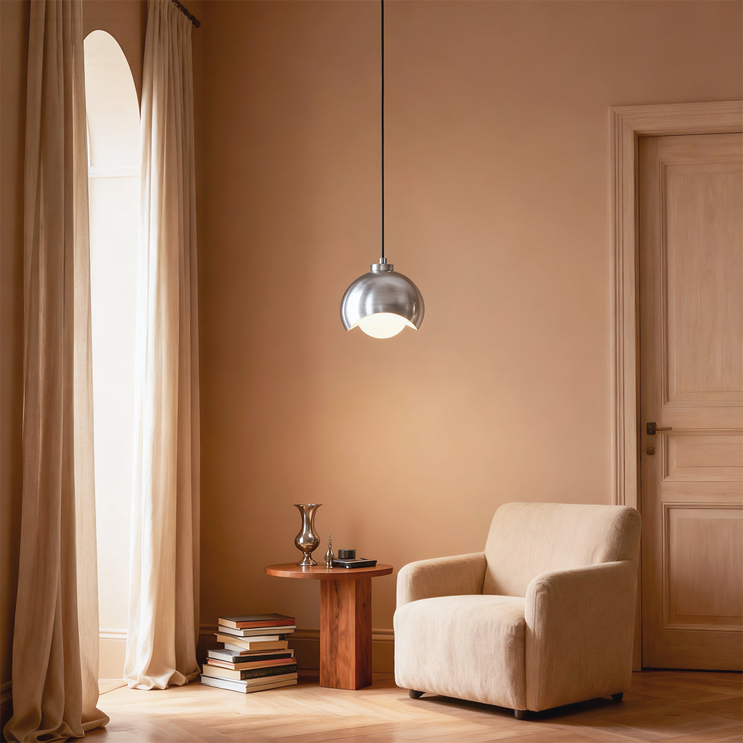 Minimalist Glass Pendant — Brass Frame, Transparent Glass Shade, G9, 1-Light