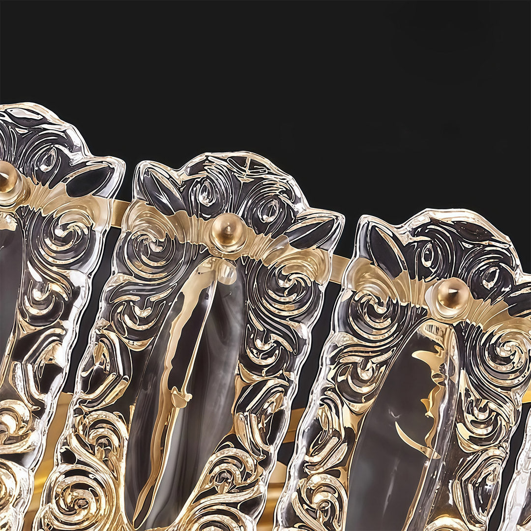 French Luxury Full Copper Semi Flush Mount Glass Lighting Fixture