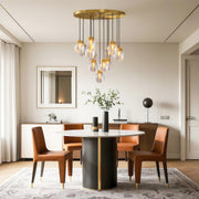 Contemporary Copper Chandelier — Solid Brass Frame, Clear Glass Shades, G9, 1- to 19-Light, Black / Chrome / Copper Finish