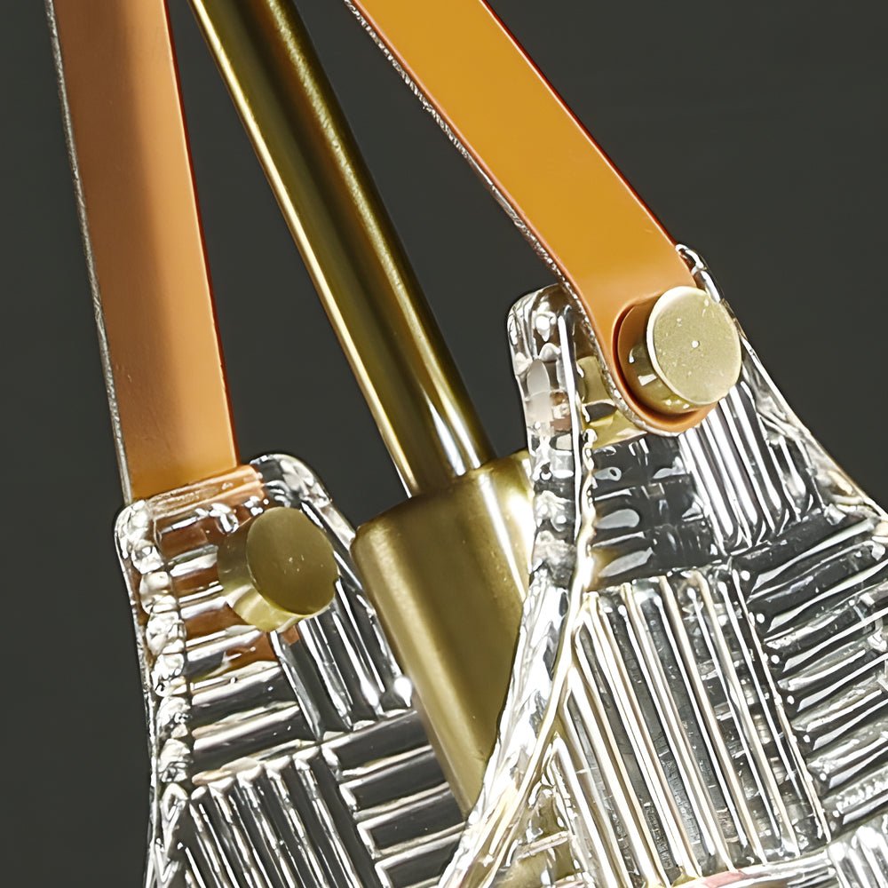 Woven Glass Bag Mini Pendant — Copper and Leather, E27, 6.3" Diameter, Warm White 3000K