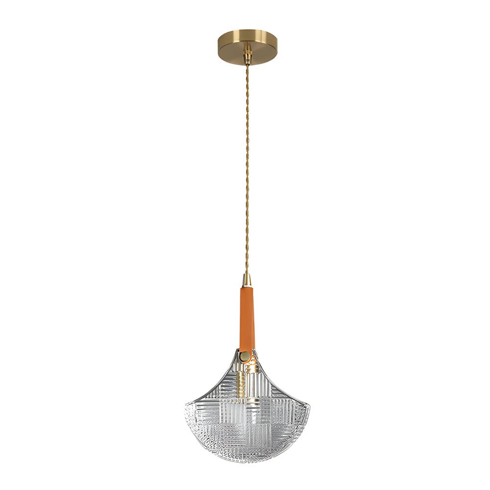 Woven Glass Bag Mini Pendant — Copper and Leather, E27, 6.3" Diameter, Warm White 3000K