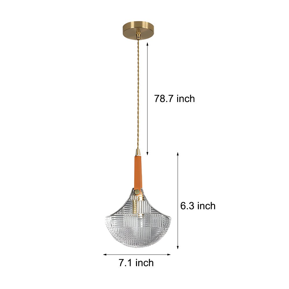 Woven Glass Bag Mini Pendant — Copper and Leather, E27, 6.3" Diameter, Warm White 3000K