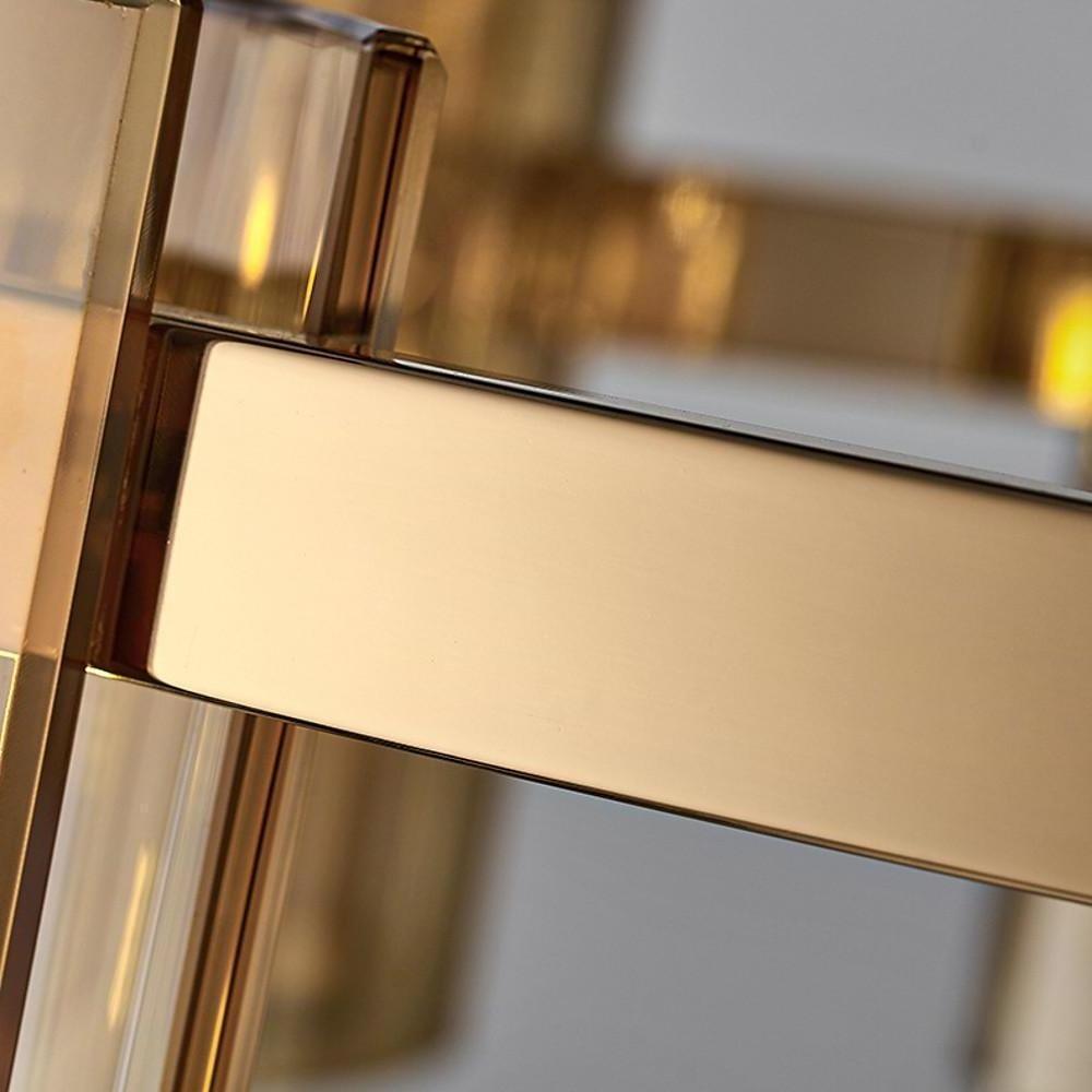 Modern Circular LED Pendant Light with Electroplated Metal and Acrylic Chandelier Design