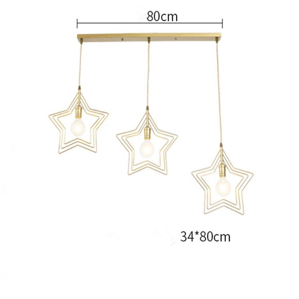Multi-Star Geometric Pendant Light — Metal, Black or Gold, 1- or 3-Light, 3000–6000K
