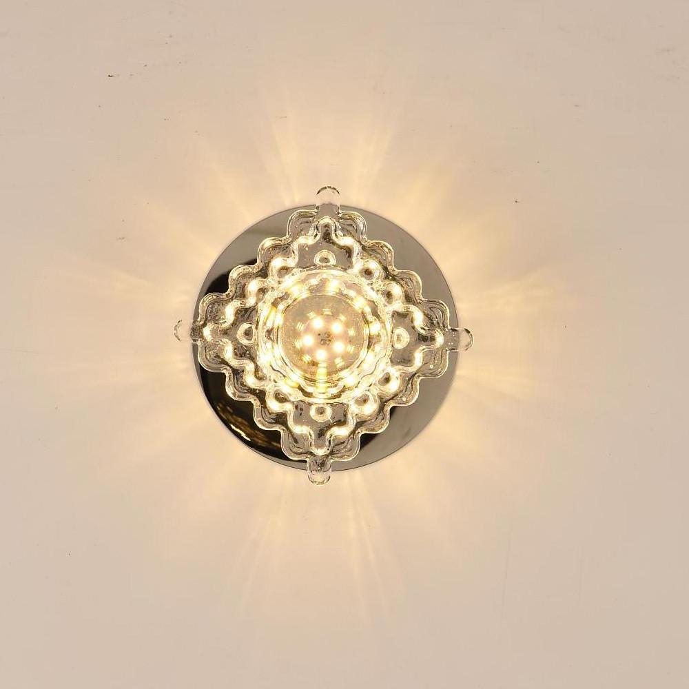 Geometric Crystal Flush-Mount Chandelier — Metal, LED, 7W, 4" Diameter