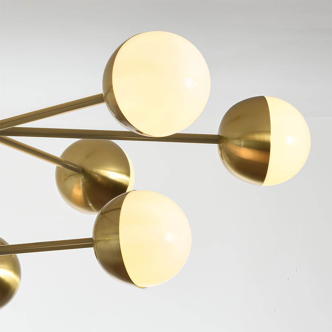 Magic Bean Globe Chandelier — Solid Copper Frame, Clear Glass Shades, G9, 35.4" / 39.4" / 43.3"