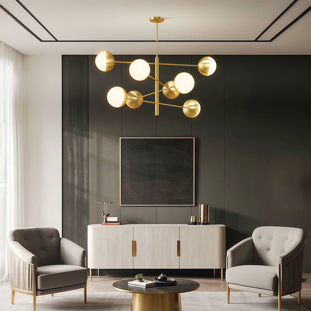 Magic Bean Globe Chandelier — Solid Copper Frame, Clear Glass Shades, G9, 35.4" / 39.4" / 43.3"