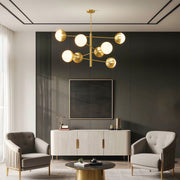 Magic Bean Globe Chandelier — Solid Copper Frame, Clear Glass Shades, G9, 35.4" / 39.4" / 43.3"