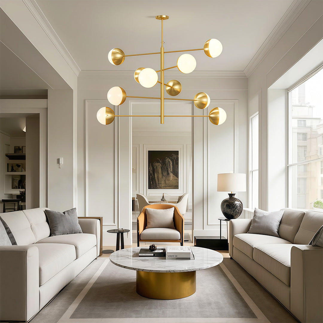 Magic Bean Globe Chandelier — Solid Copper Frame, Clear Glass Shades, G9, 35.4" / 39.4" / 43.3"