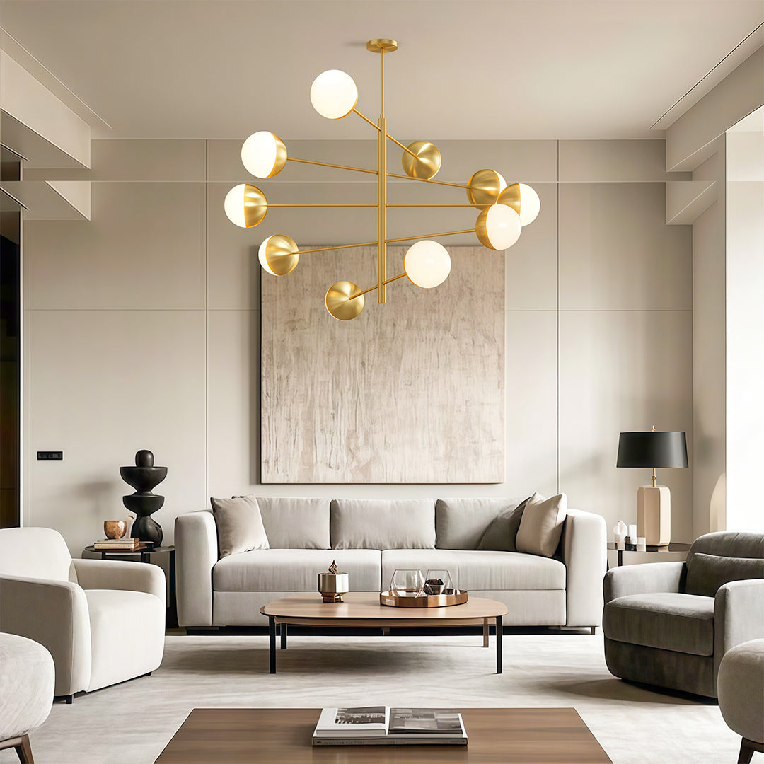 Magic Bean Globe Chandelier — Solid Copper Frame, Clear Glass Shades, G9, 35.4" / 39.4" / 43.3"