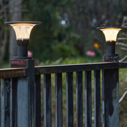 Solar Post Cap Light — Black Die-Cast Aluminum, 5W LED, Dual Color Temperature (3000K/6000K), IP65 Weatherproof