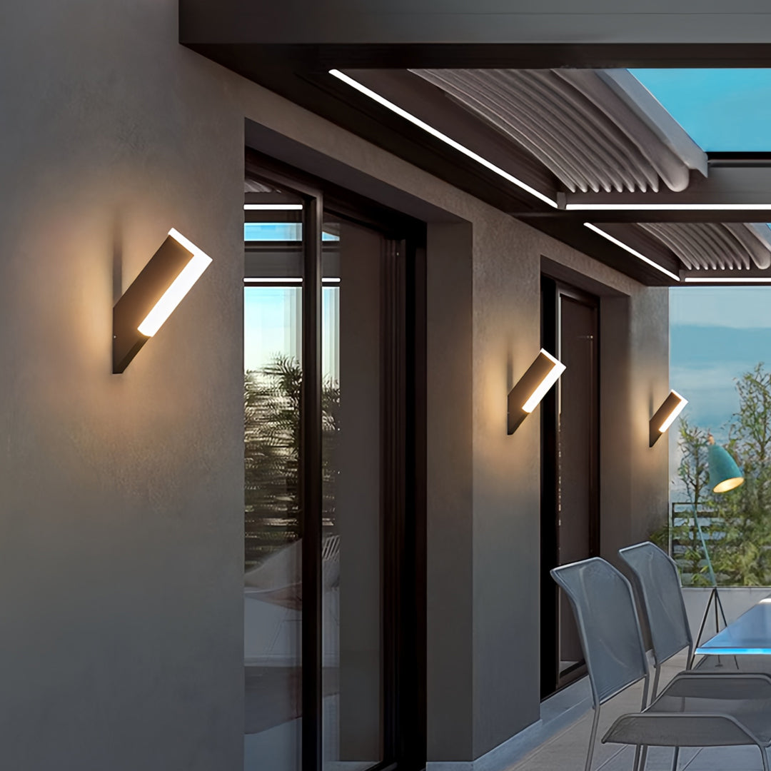 Minimalist Outdoor Wall Lantern — Black Aluminum, White Acrylic Shade, 12W LED, IP65, Hardwired