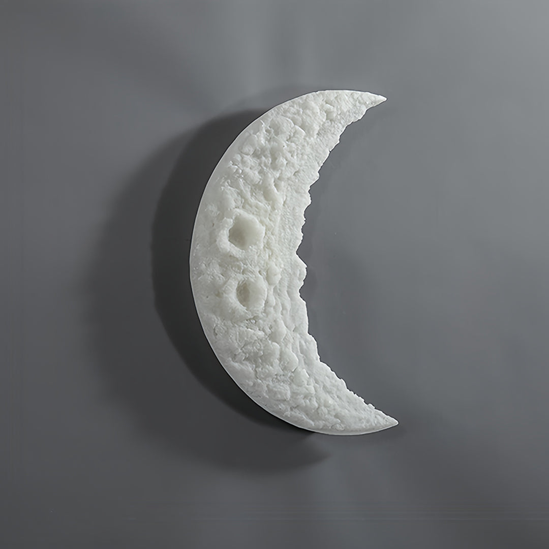 Crescent Moon Diffused Wall Sconce — White Resin & Acrylic, LED, 3-Step Dimming, 12W / 19W, 38cm / 58cm