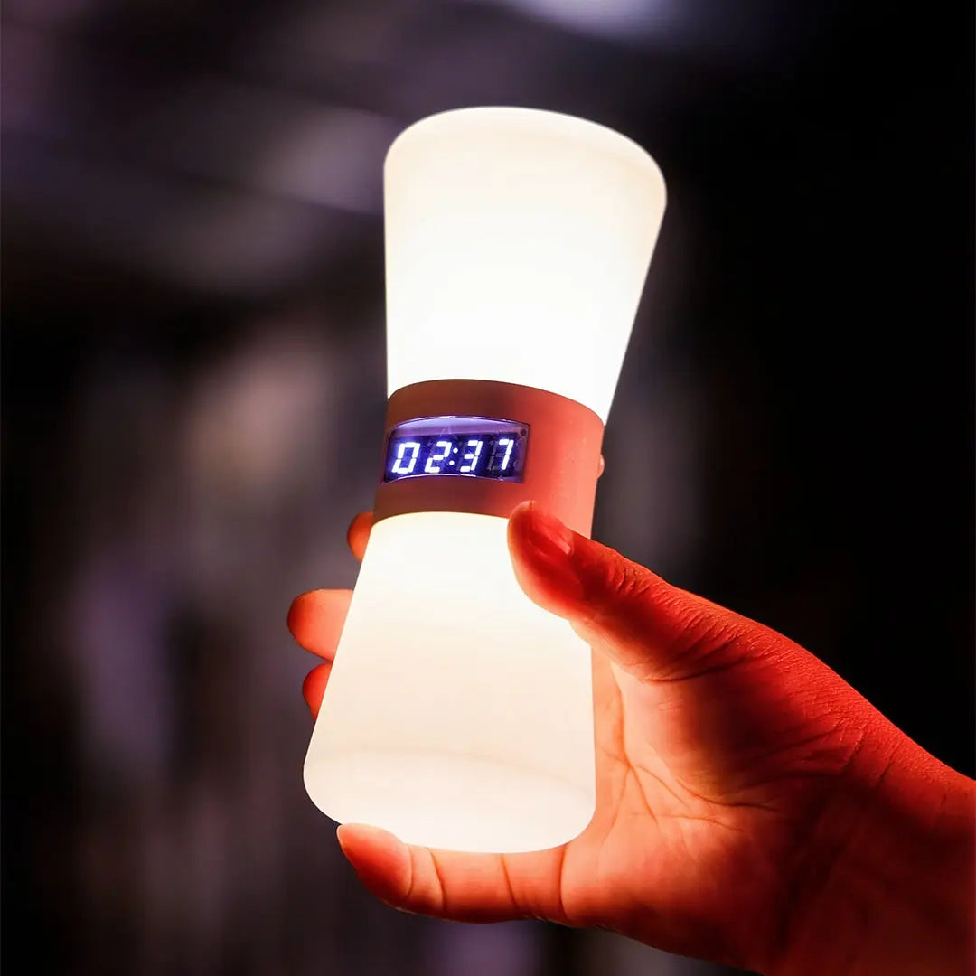 Small White Ambient Hourglass Lamp with Countdown Gravity Sensor Luxe