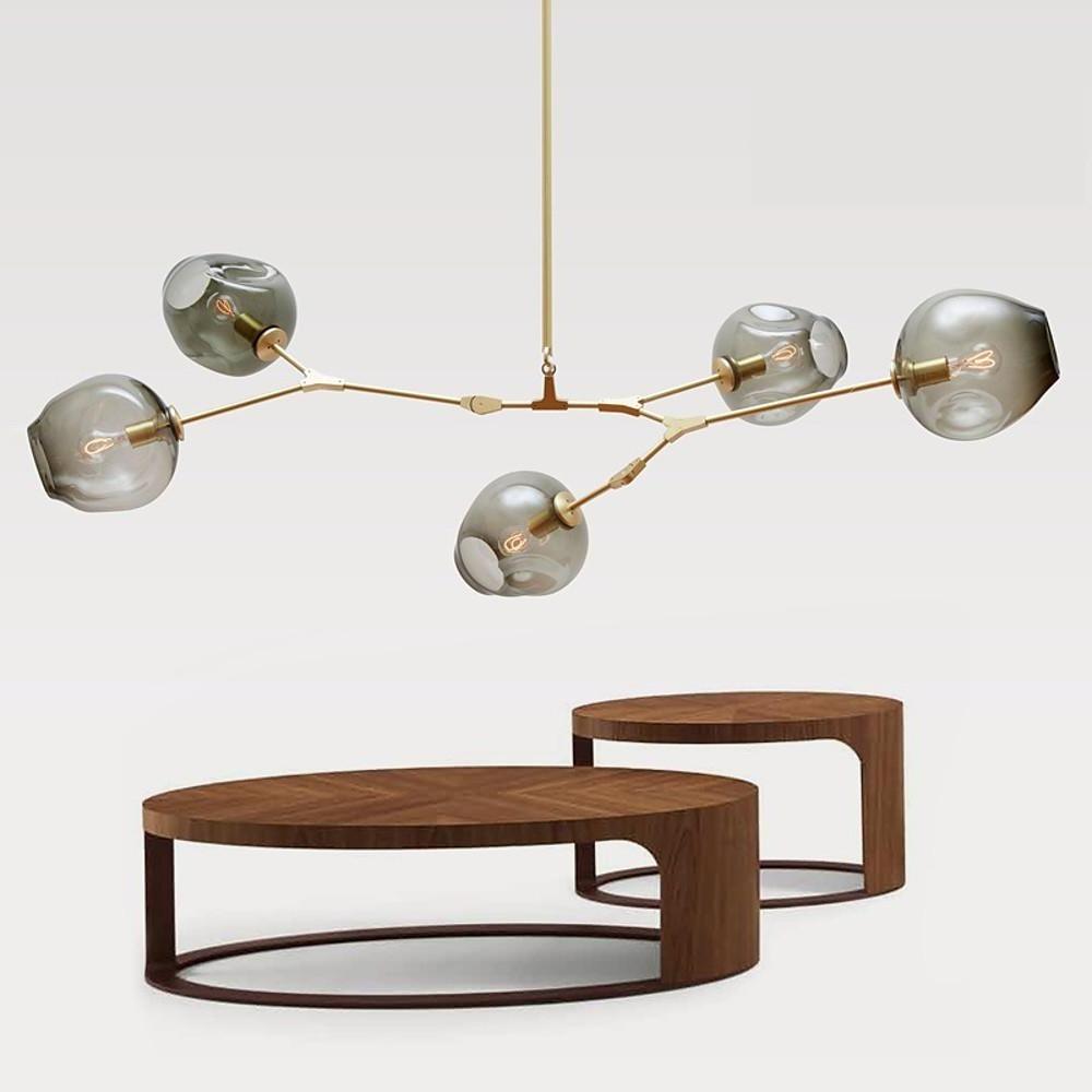 Globe Sputnik Industrial Chandelier — Metal and Glass, E27, 3/5/6/7-Light, Choice of Finish and Shade Color
