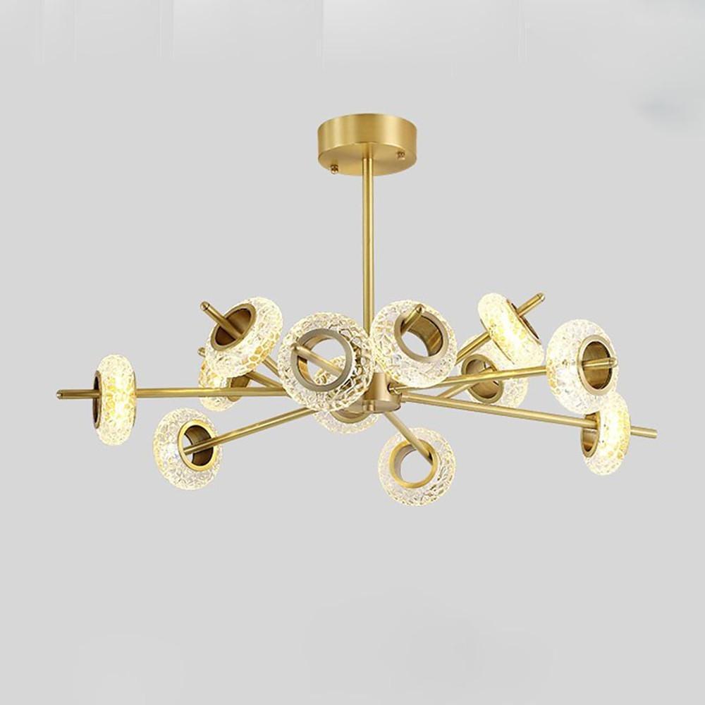 Sputnik Crystal Sphere Chandelier — Brass, Gold Electroplated, Integrated LED 3000K, 8 or 12-Light