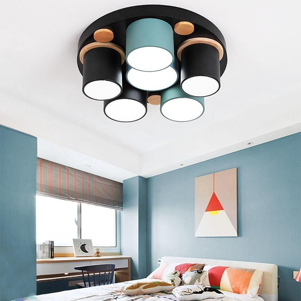 Rounded Cylindrical LED Flush-Mount Ceiling Light — Metal & PVC, 3000–5400K, 3, 6, or 8-Light