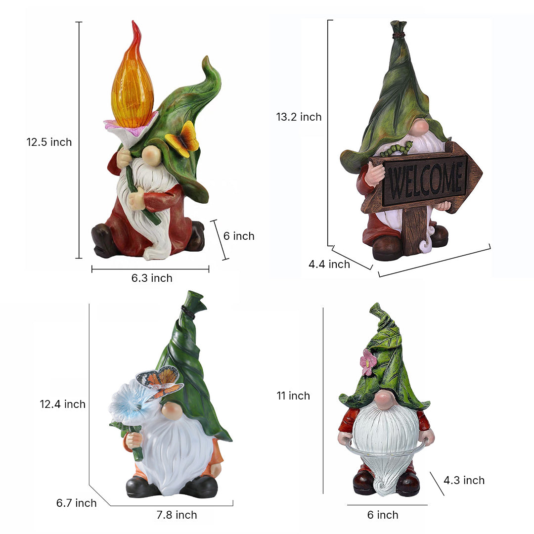 Solar Gnome Garden Novelty Lights — Resin, LED, Dusk-to-Dawn, IP44, 4 Designs