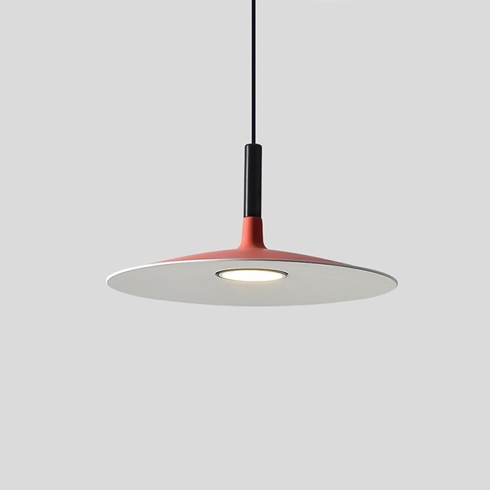 Flat Circular Mini Pendant — Metal, Industrial Modern, Adjustable 47" Cord, LED Included