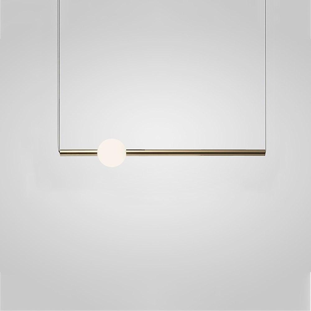 Linear Glass Sphere Pendant Chandelier — Metal, Gold/White, 23" Wide, 3000K LED, 59" Adjustable Cord