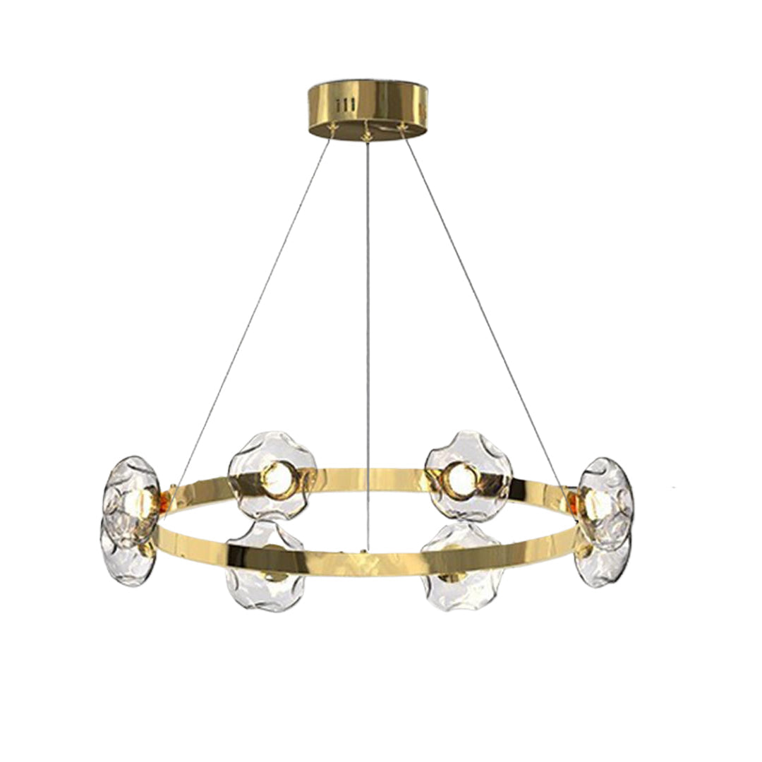 Dome Glass Ring Chandelier — Stainless Steel, 6/8/10-Light, Tri-Color Dimming, Black or Gold