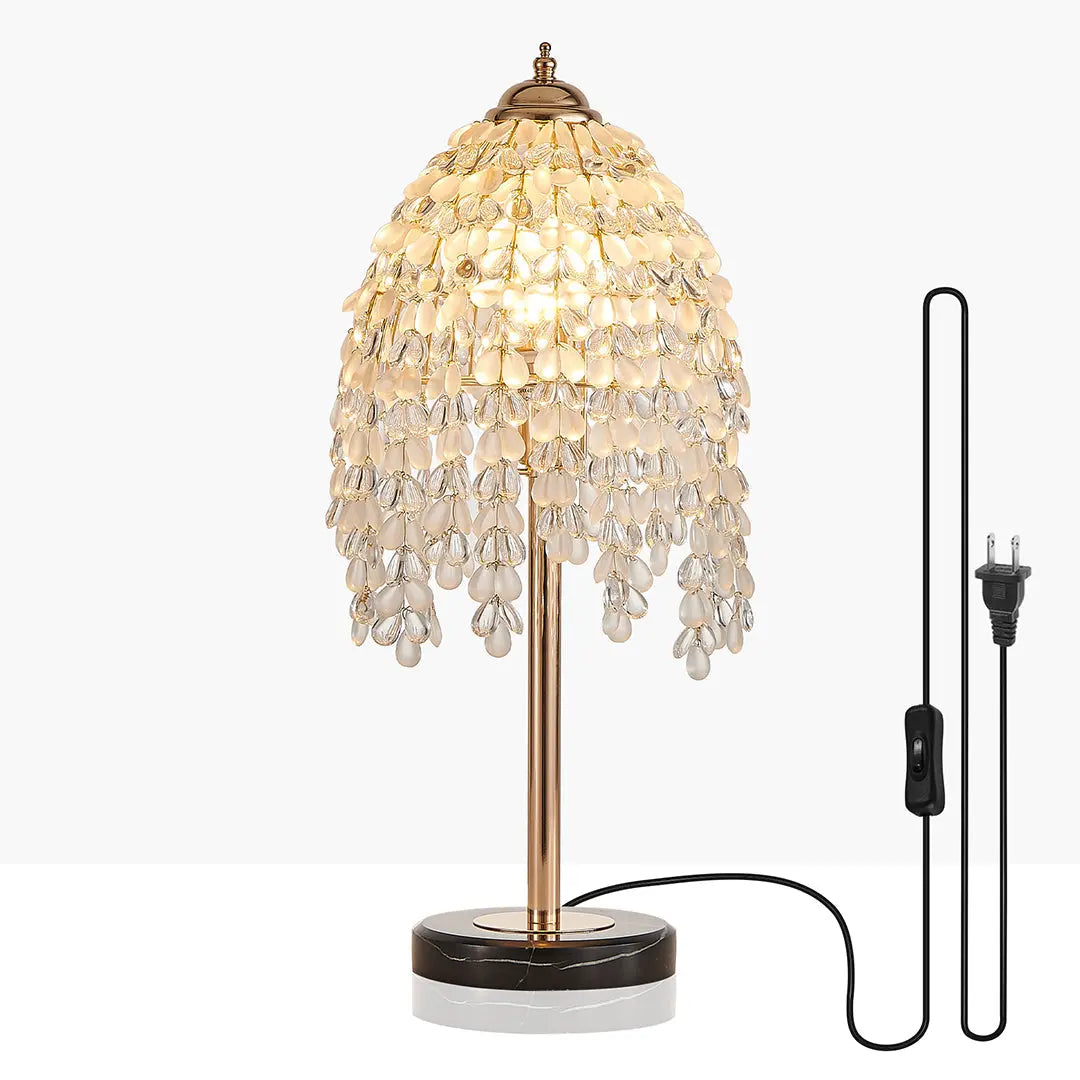 Luxury European Crystal Bedside Table Lamp in Gold Luxe