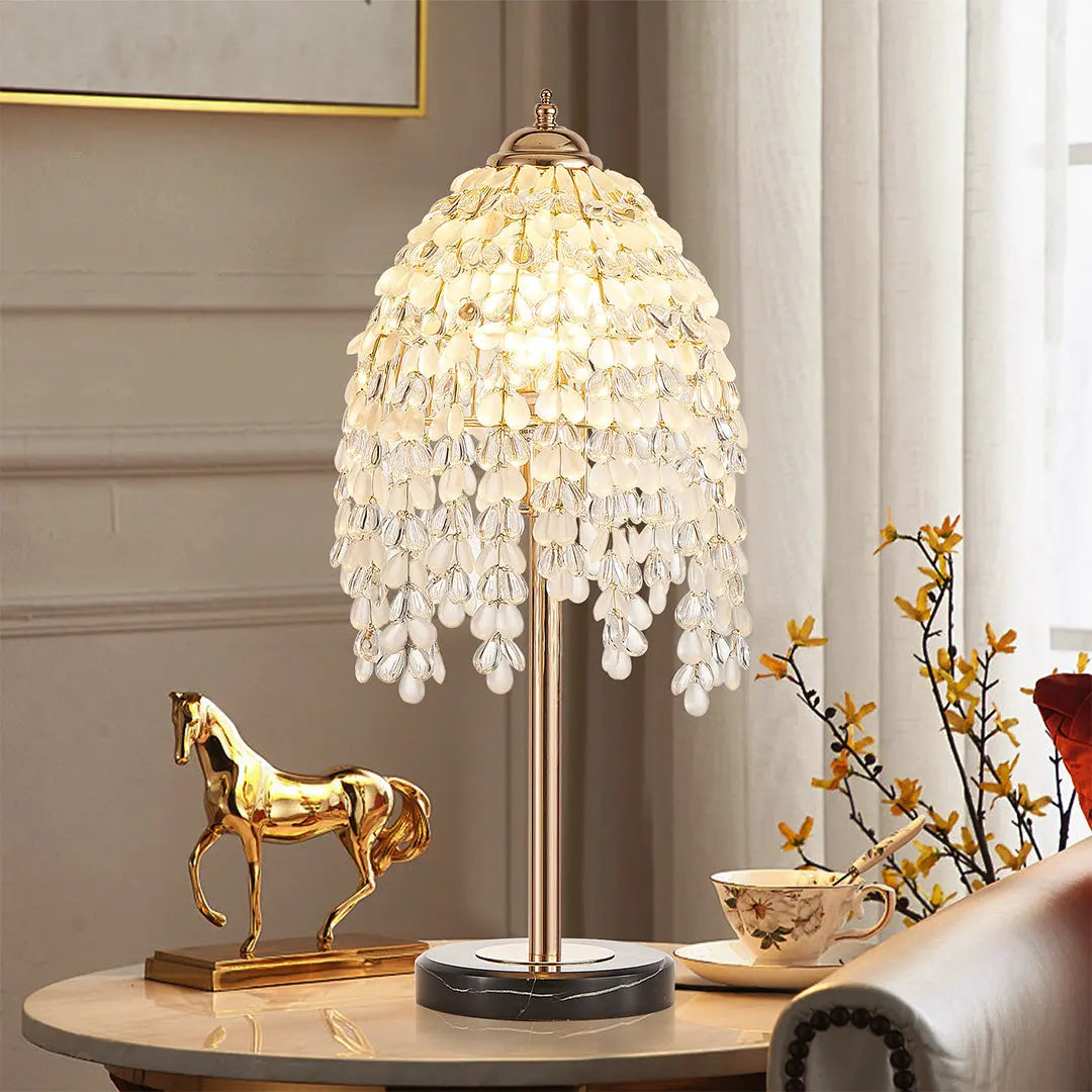 Luxury European Crystal Bedside Table Lamp in Gold Luxe