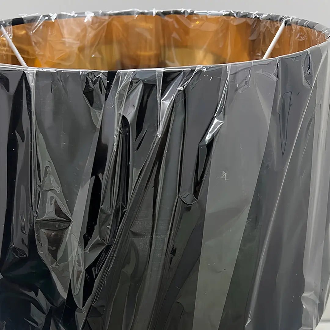 Elegant Drum Shade Lamp with Sculptural Gold and Black Base Luxe
