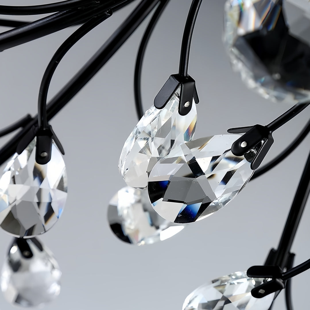 Modern Crystal Leaf Ceiling Light with Brass Branch Chandelier Design