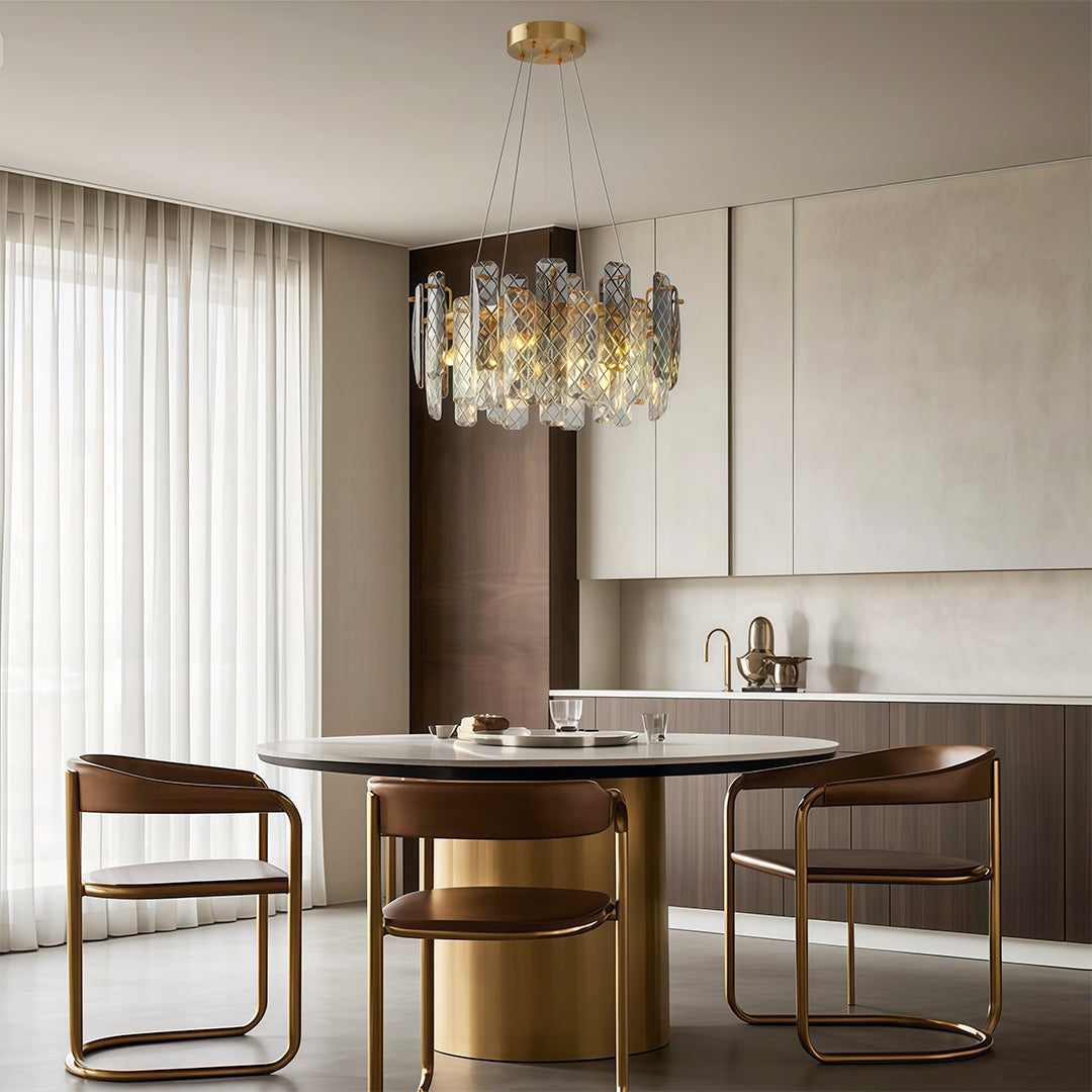 Contemporary Crystal Chandelier — Copper / Chrome / Black, Cut Crystal, Eye-Protecting, 47.2" Adjustable Chain