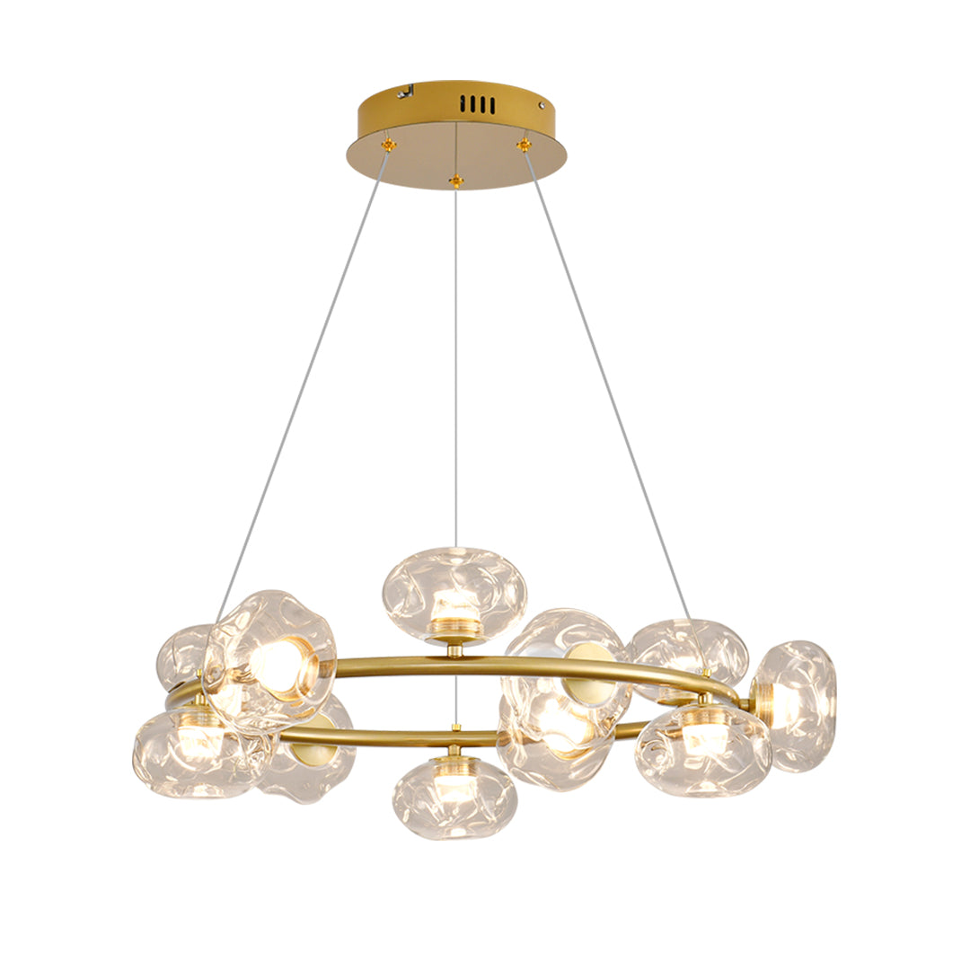 Bubble Glass Circular Chandelier — Iron, 12- or 16-Light, Warm/Neutral/White LED, Black or Copper