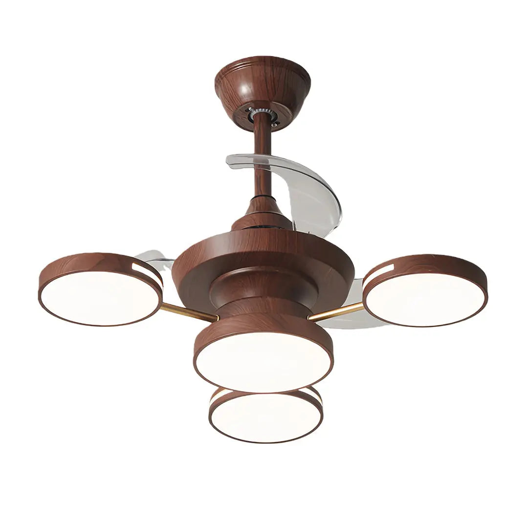 French Vintage Iron Art Ceiling Fan with Four Lights and 3 Blades Luxe
