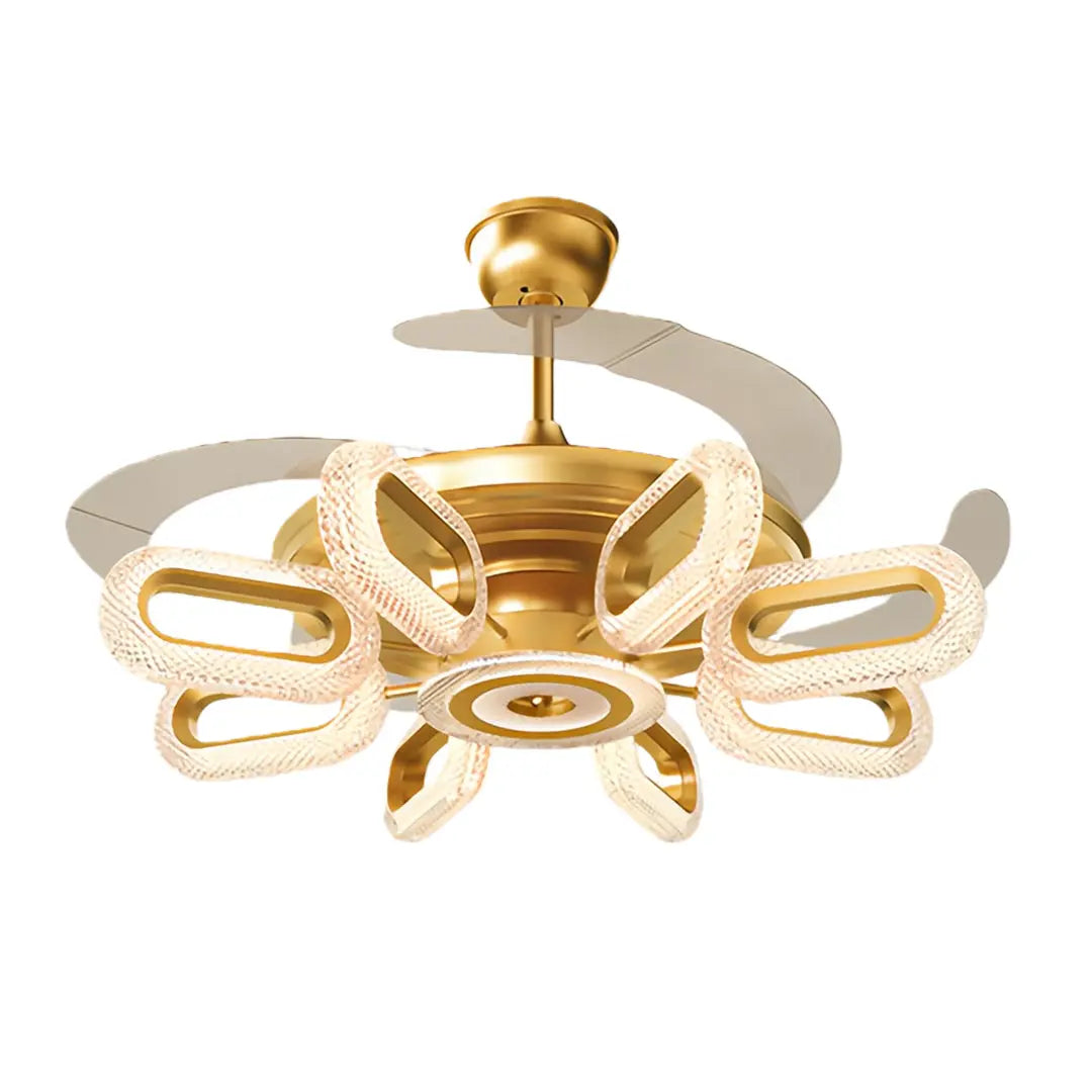 LED Gold Ceiling Fan with Light - Bright Iron Ceiling Fan Lighting Luxe