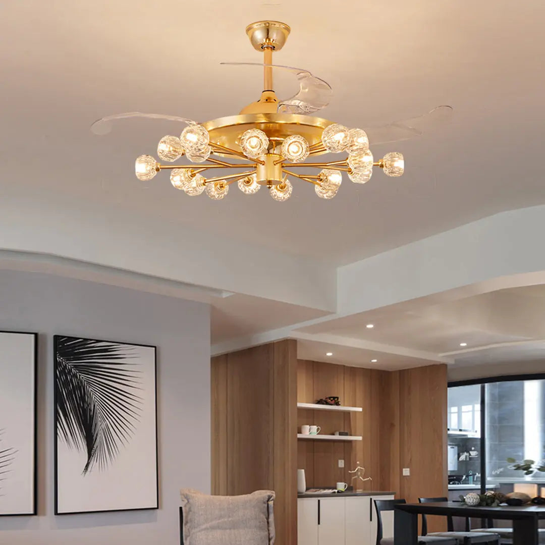 Norse Crystal Invisible Ceiling Fan with Multiple Lights Luxe