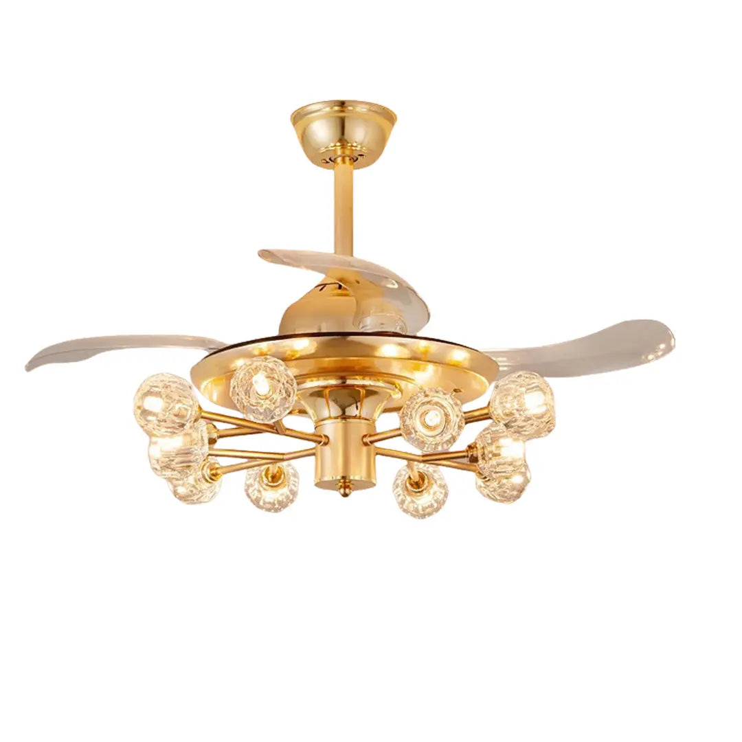 Norse Crystal Invisible Ceiling Fan with Multiple Lights Luxe