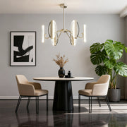 Minimalist Gold Acrylic Chandelier — Aluminum, LED, 3-Color Dimming, 4–12 Light, 47.2" Chain