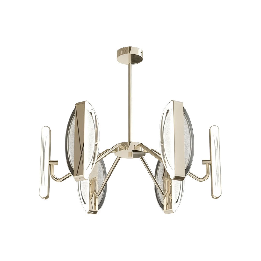 Minimalist Gold Acrylic Chandelier — Aluminum, LED, 3-Color Dimming, 4–12 Light, 47.2" Chain
