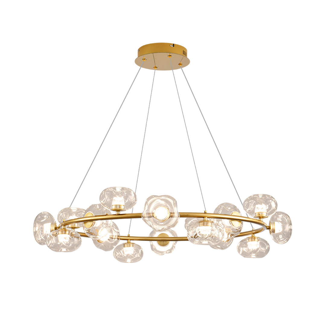 Bubble Glass Circular Chandelier — Iron, 12- or 16-Light, Warm/Neutral/White LED, Black or Copper