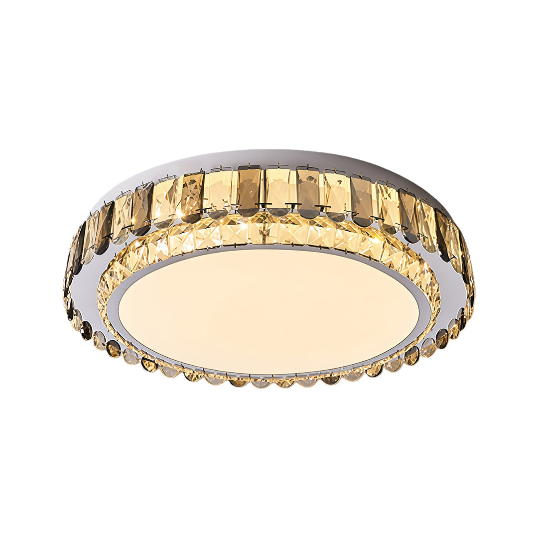 Multi-Layer Crystal Flush-Mount Chandelier — Chrome Stainless Steel, LED, Three-Color Dimming, 19.7"–39.4"