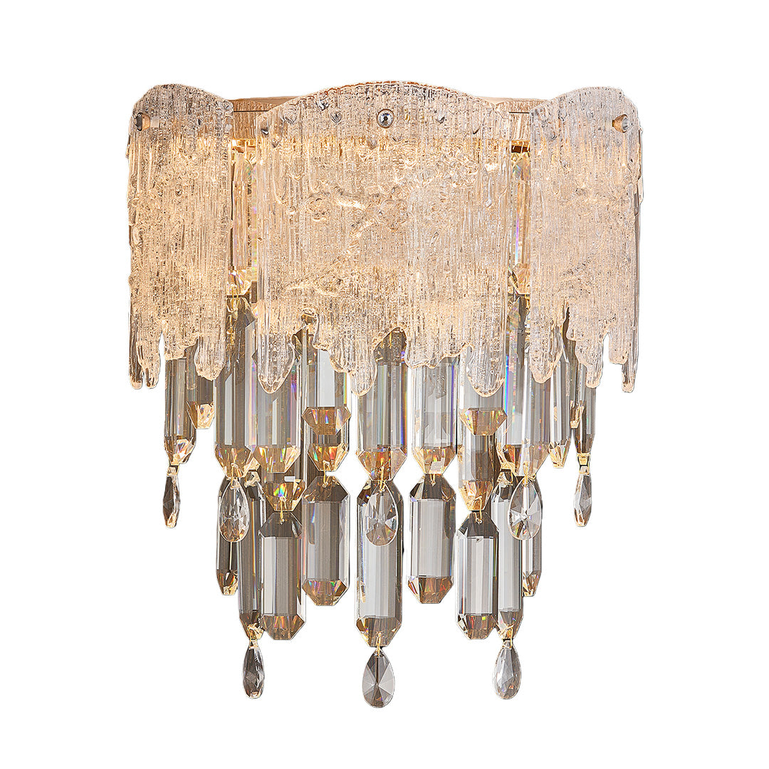 Crystal Wall Sconce — Champagne Gold Carbon Steel, LED, 10W, Three-Color Dimming (3000K/4000K/6000K), 31.5" Adjustable Rope