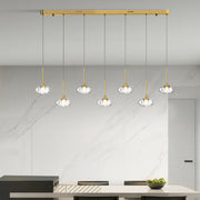 Minimalist Ring Pendant Light — Stainless Steel & Nano Glass, 7-Light, 49W, 3-Step Dimming, Chrome or Gold