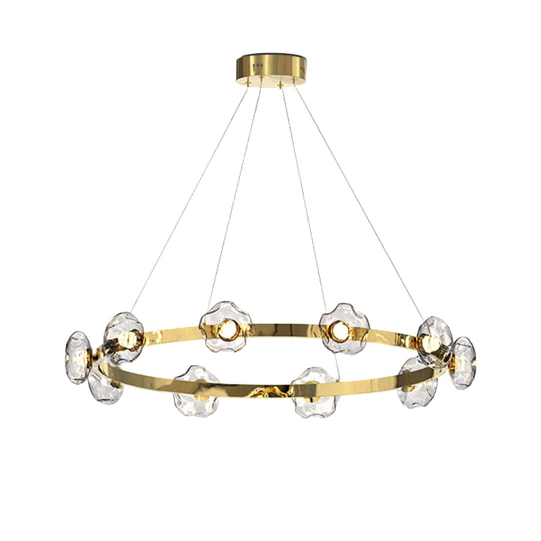 Dome Glass Ring Chandelier — Stainless Steel, 6/8/10-Light, Tri-Color Dimming, Black or Gold