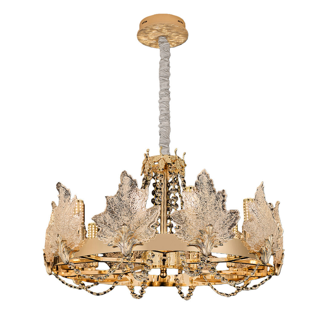 French Country Crystal Chandelier — Champagne Gold Carbon Steel, Cut Crystal, E14, Adjustable 31.5" Cord, 5 Configurations