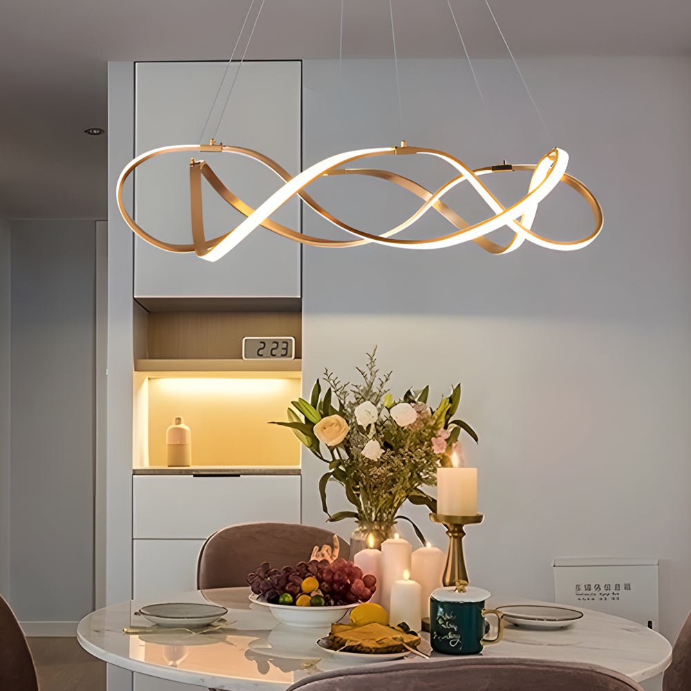 gold geometric chandelier modern round dimmable led in aluminum