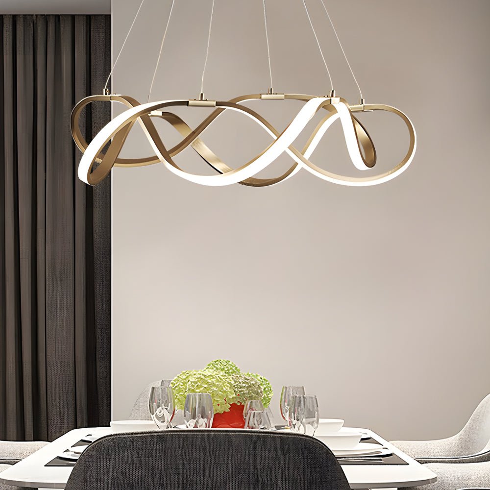 gold geometric chandelier modern round dimmable led in aluminum
