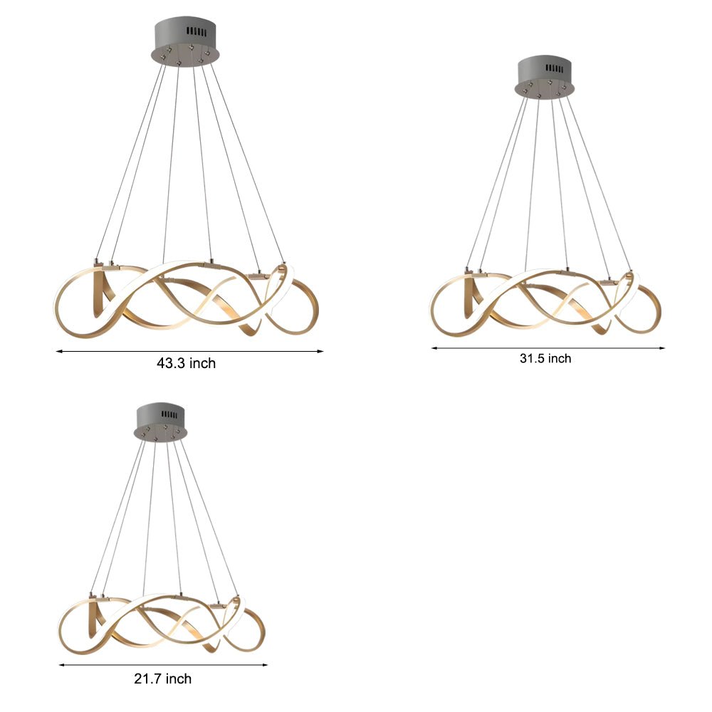 gold geometric chandelier modern round dimmable led in aluminum