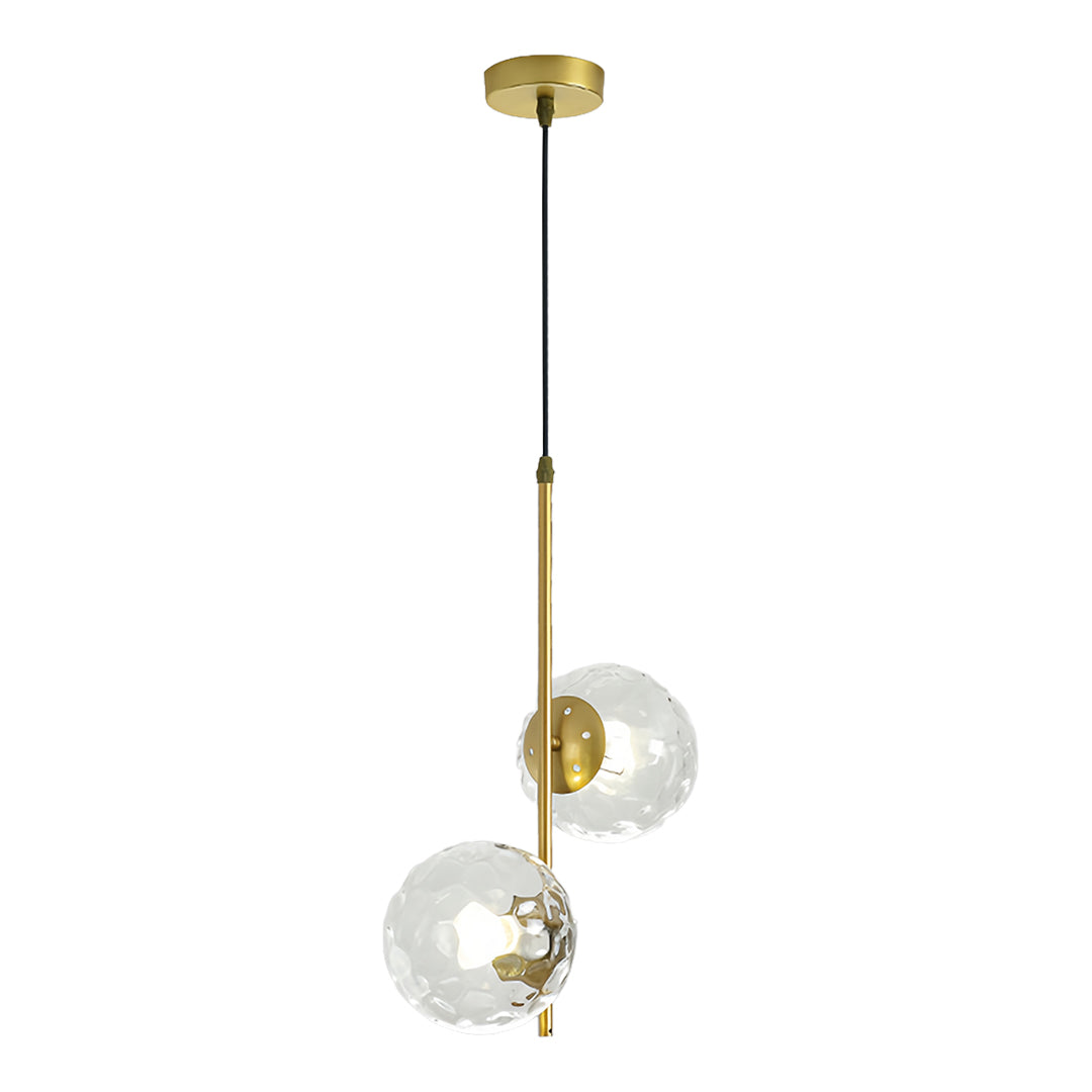 Minimalist Double Globe Pendant — Iron and Glass, 2-Light, G4 5W, 3-Step Dimming, Black or Gold