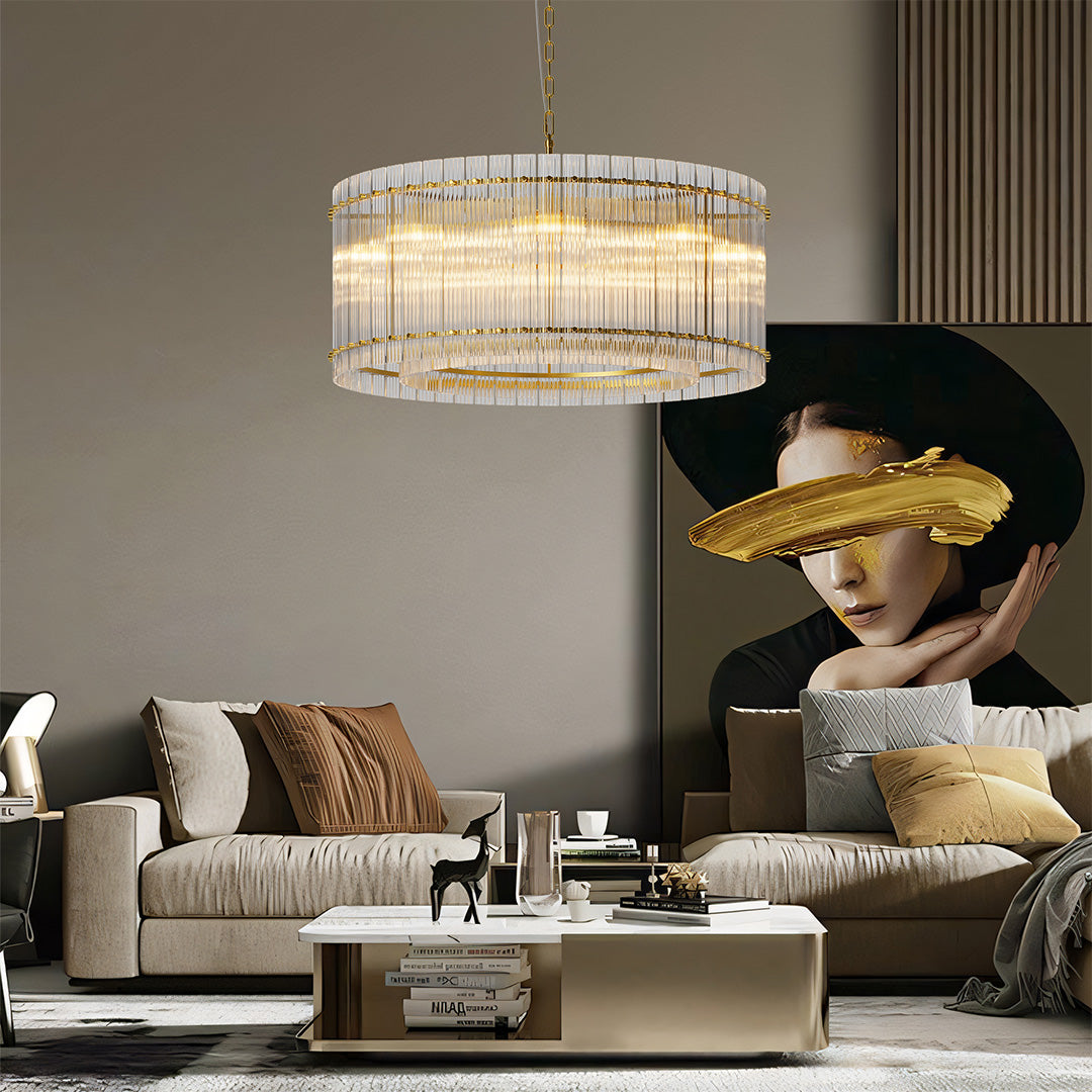 Iron and Glass Chandelier — Black or Copper Finish, 8-Light / 10-Light, 59.1" Adjustable Chain, E12