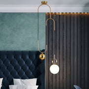 gold hanging pendant light with 1 opal glass globe